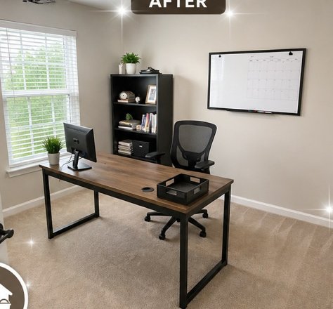 A cleaned office workspace